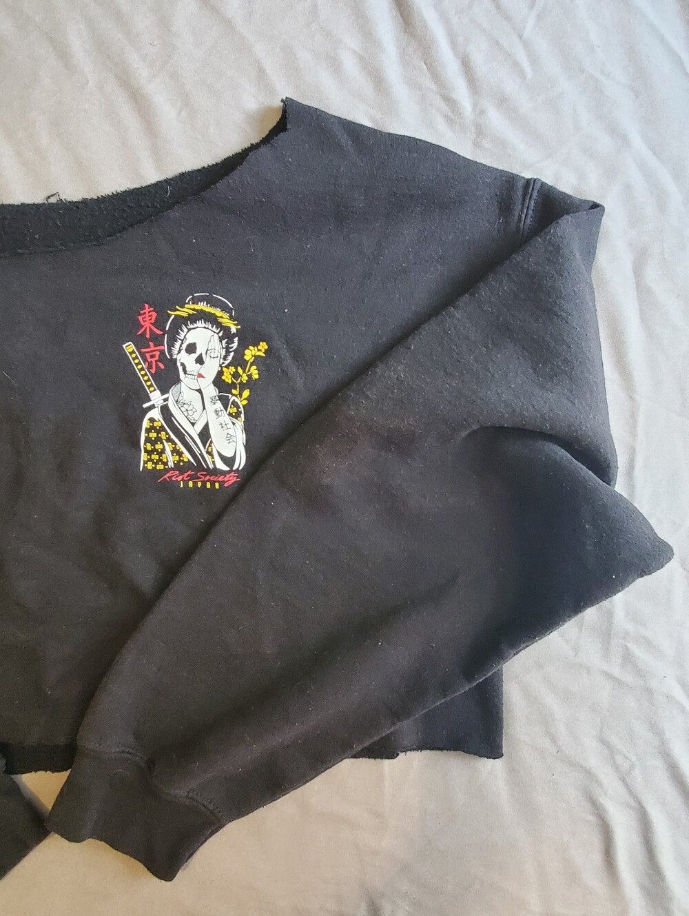 Riot Society Grunge Oversize Off The Shoulder Crop Sweater